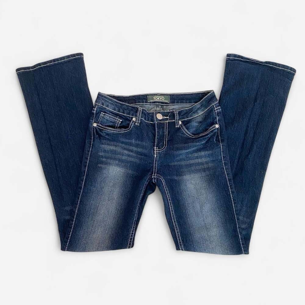 vintage 2000s low rise dark wash bootcut jeans - Picture 3 of 6